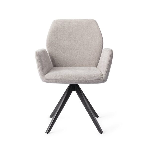 Set 2 scaune dining rotative din tesatura gri deschis/negru Misaki