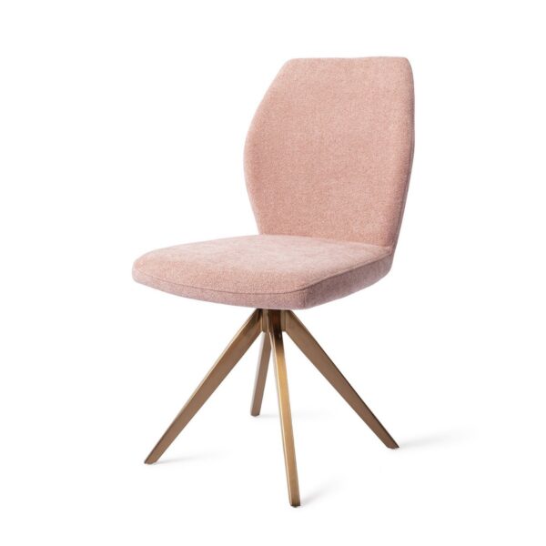 Set 2 scaune dining rotative din tesatura somon/roze Ikata - imagine 2