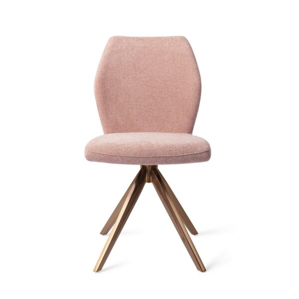 Set 2 scaune dining rotative din tesatura somon/roze Ikata