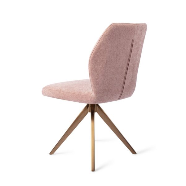 Set 2 scaune dining rotative din tesatura somon/roze Ikata - imagine 3