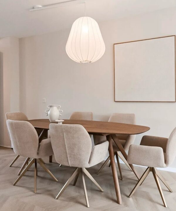 Set 2 scaune dining rotative din tesatura bej/roze Misaki - imagine 2