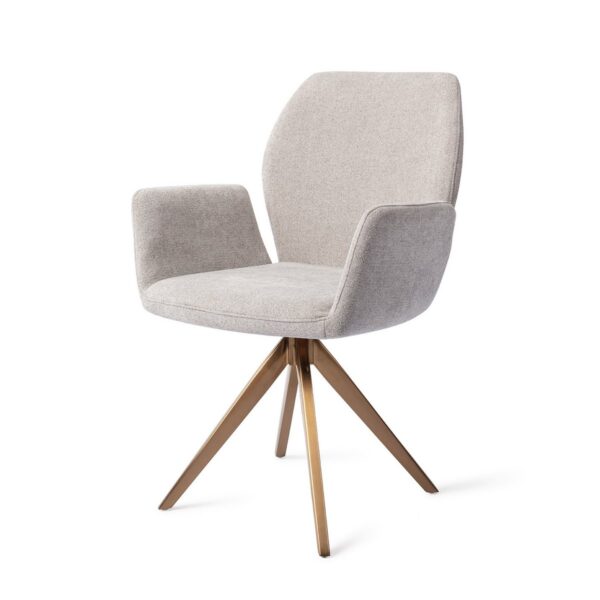 Set 2 scaune dining rotative din tesatura gri deschis/roze Misaki - imagine 3