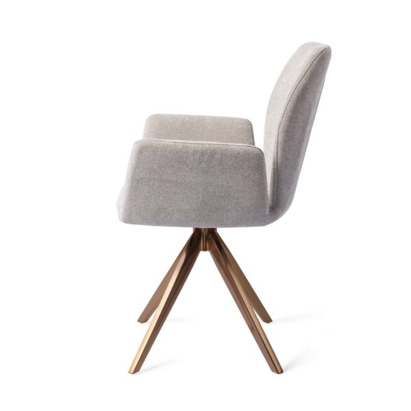 Set 2 scaune dining rotative din tesatura gri deschis/roze Misaki - imagine 4