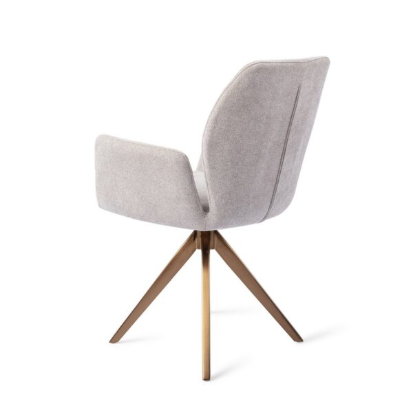 Set 2 scaune dining rotative din tesatura gri deschis/roze Misaki - imagine 2