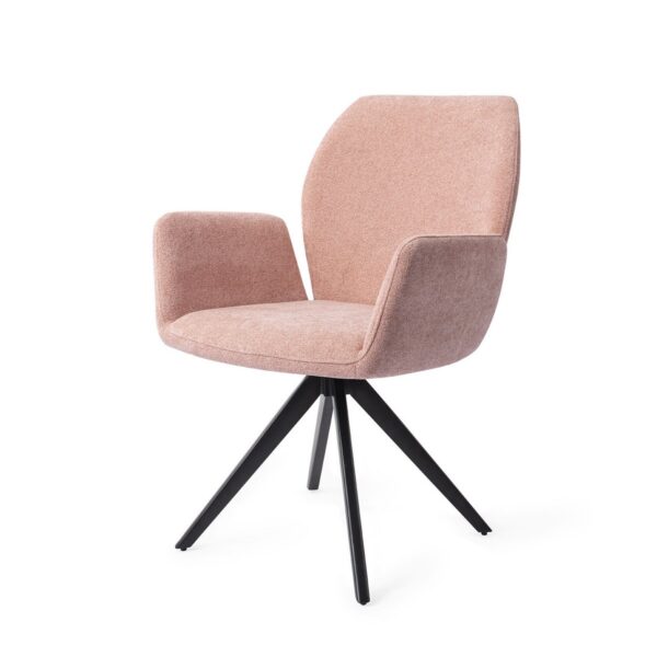 Set 2 scaune dining rotative din tesatura somon/negru Misaki - imagine 2