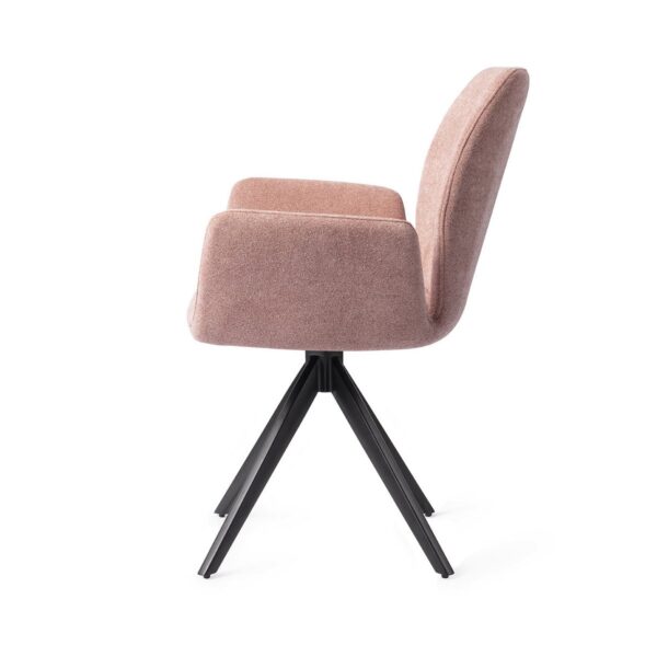 Set 2 scaune dining rotative din tesatura somon/negru Misaki - imagine 4