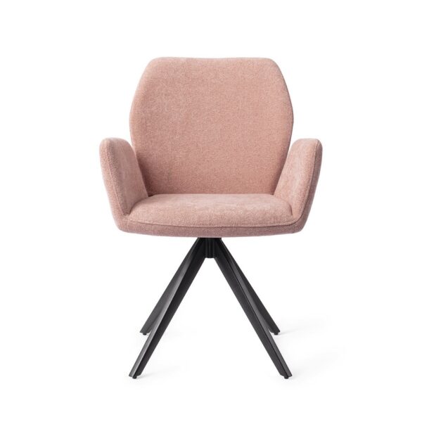 Set 2 scaune dining rotative din tesatura somon/negru Misaki