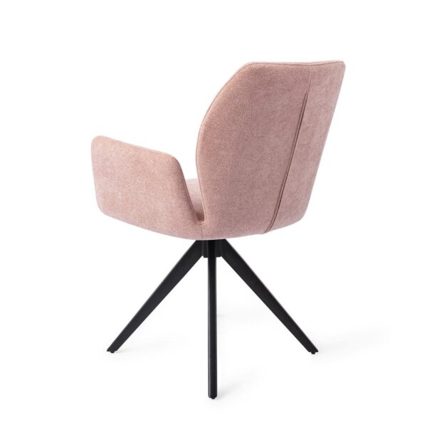 Set 2 scaune dining rotative din tesatura somon/negru Misaki - imagine 3