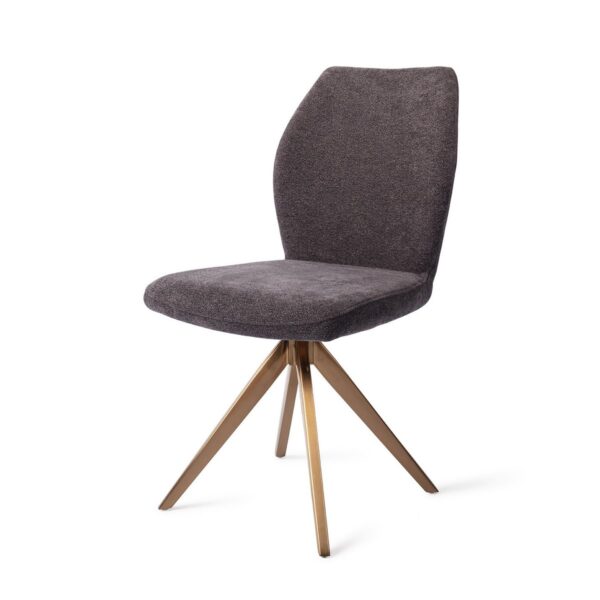 Set 2 scaune dining rotative din tesatura gri inchis/roze Ikata - imagine 2