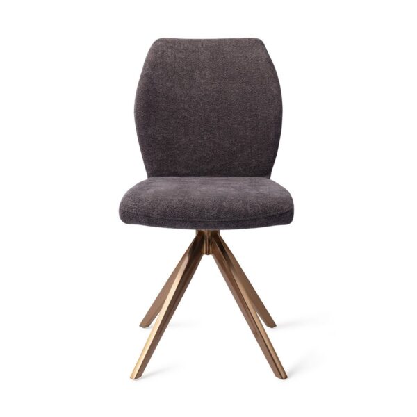 Set 2 scaune dining rotative din tesatura gri inchis/roze Ikata