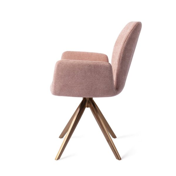 Set 2 scaune dining rotative din tesatura somon/roze Misaki - imagine 4
