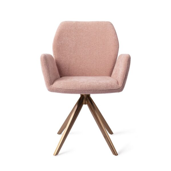 Set 2 scaune dining rotative din tesatura somon/roze Misaki