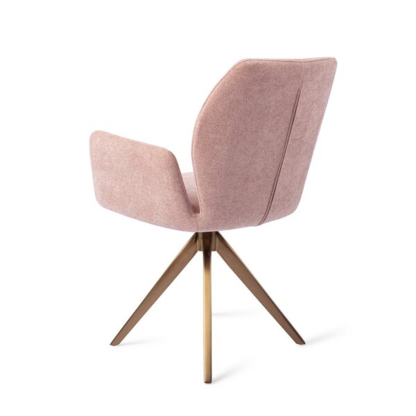 Set 2 scaune dining rotative din tesatura somon/roze Misaki - imagine 3