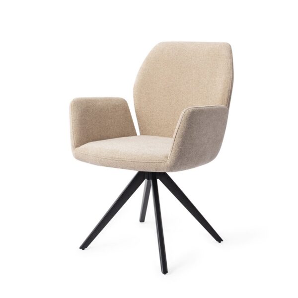 Set 2 scaune dining rotative din tesatura bej/negru Misaki - imagine 3