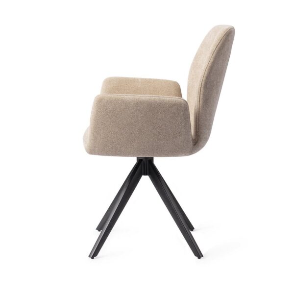Set 2 scaune dining rotative din tesatura bej/negru Misaki - imagine 5