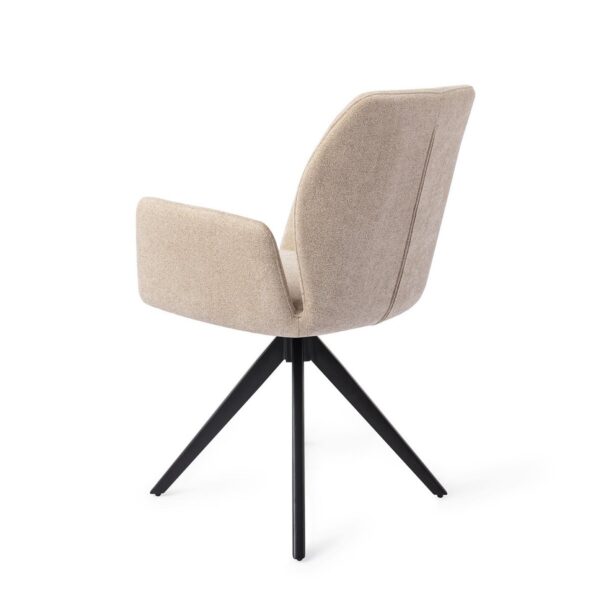 Set 2 scaune dining rotative din tesatura bej/negru Misaki - imagine 4