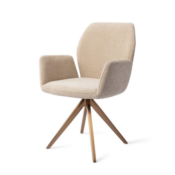 Set 2 scaune dining rotative din tesatura bej/roze Misaki - imagine 3