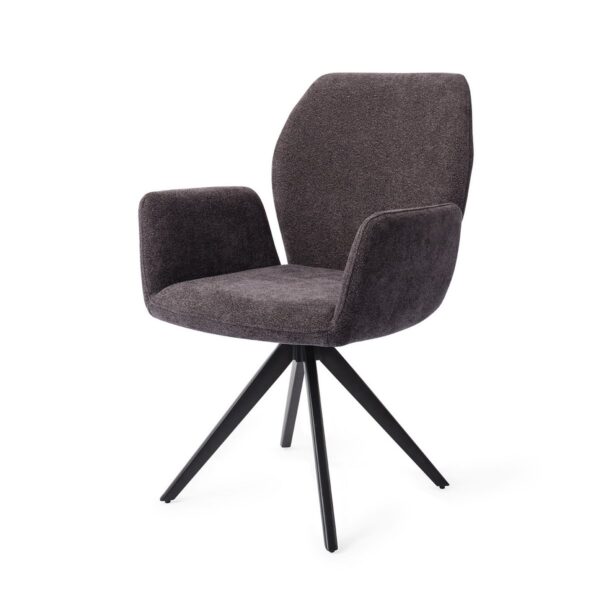 Set 2 scaune dining rotative din tesatura gri inchis/negru Misaki - imagine 2
