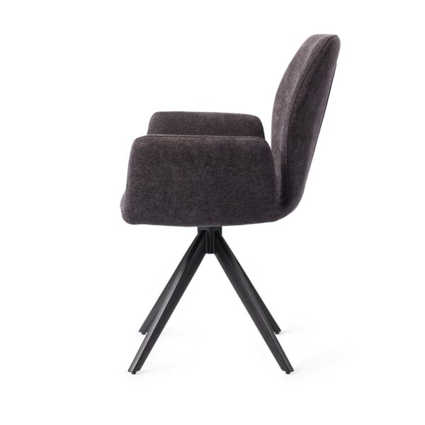 Set 2 scaune dining rotative din tesatura gri inchis/negru Misaki - imagine 4