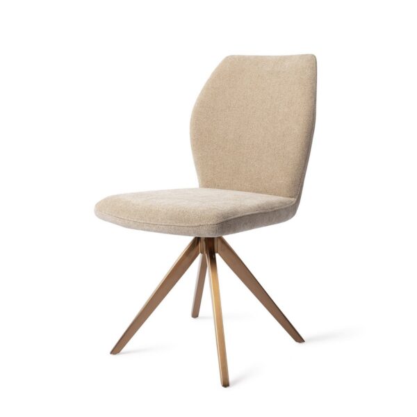 Set 2 scaune dining rotative din tesatura bej/roze Ikata - imagine 2