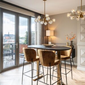 Scaun de bar din tesatura coniac h105,5 Gloria