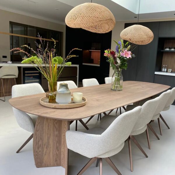 Set 2 scaune rotative dining din tesatura gri deschis/roze Yanai - imagine 2