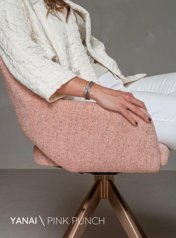 Set 2 scaune rotative dining din tesatura roz piersica/roze Yanai - imagine 7