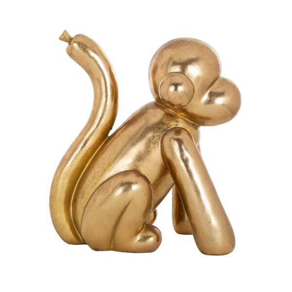 Decoratiune din polirasina aurie Monkey - imagine 2
