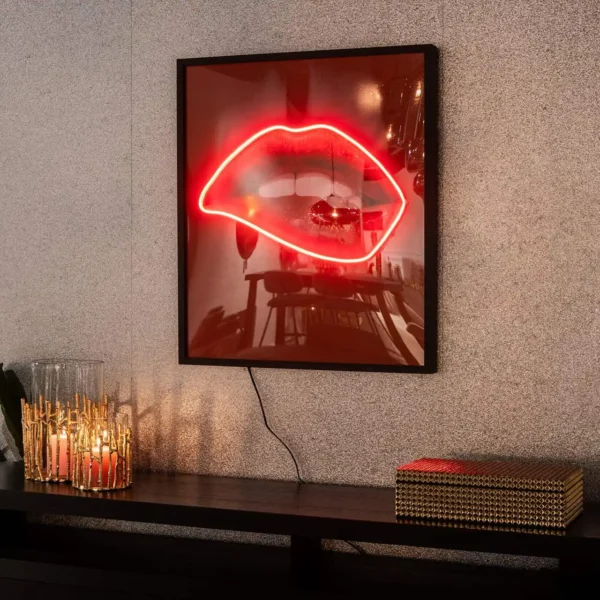 Decoratiune luminoasa din MDF si lemn La Bouche - imagine 3