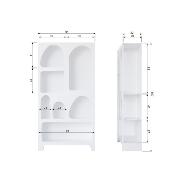Dulap alb din lemn 180x95 cm Japandi - imagine 5