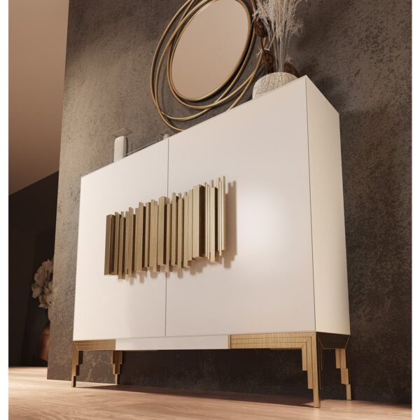 Pantofar alb/auriu din MDF si metal h100 cm Franco - imagine 2