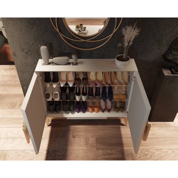 Pantofar alb/auriu din MDF si metal h100 cm Franco - imagine 3