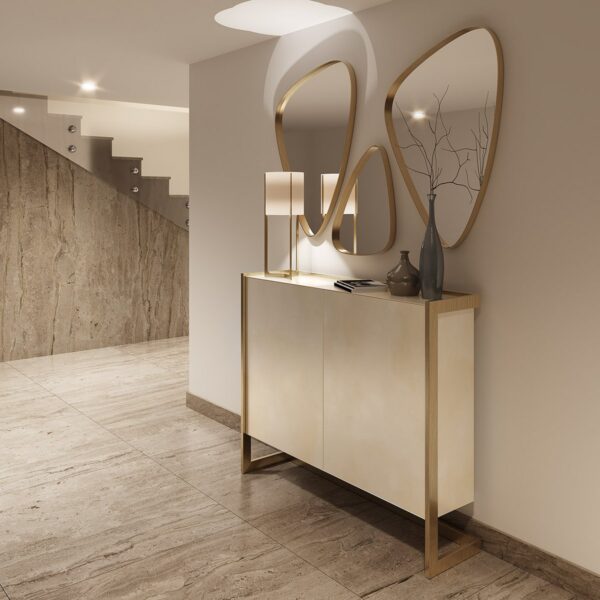 Pantofar alb/auriu din MDF si metal h100 cm Leon