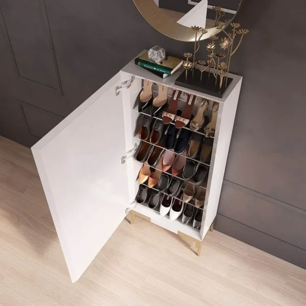 Pantofar alb/auriu din MDF si metal h140 cm Franco - imagine 2