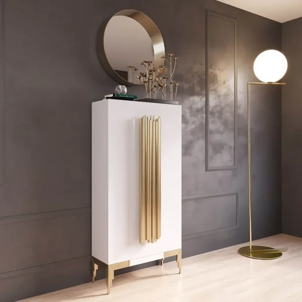 Pantofar alb/auriu din MDF si metal h140 cm Franco