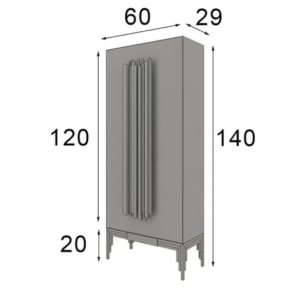Pantofar alb/auriu din MDF si metal h140 cm Franco - imagine 3