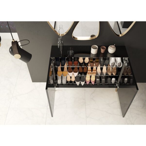 Pantofar negru/auriu din MDF si metal h100 cm Neo - imagine 3