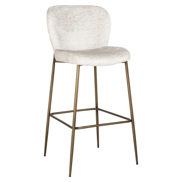 Scaun de bar din tesatura alb ivoire h105,5 Gloria