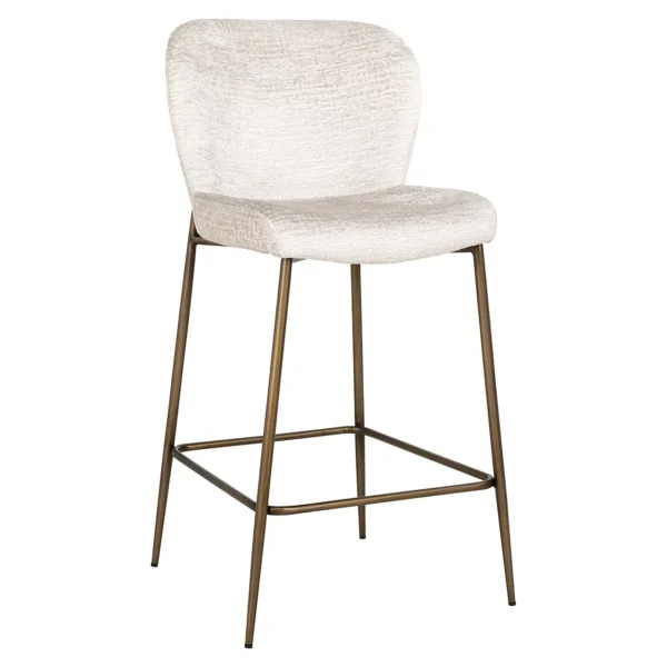 Scaun de bar din tesatura alb ivoire h96 Gloria
