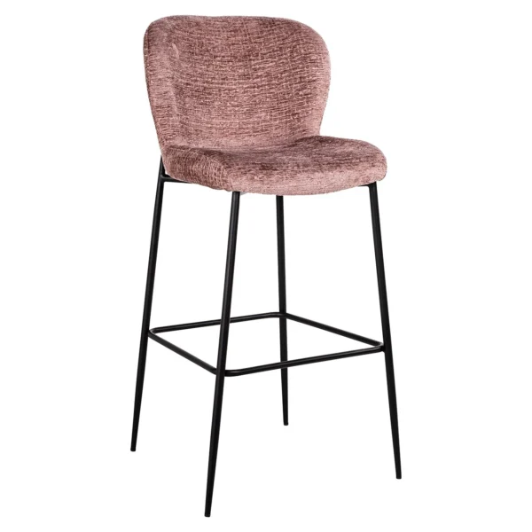 Scaun de bar din tesatura roz h105,5 Gloria