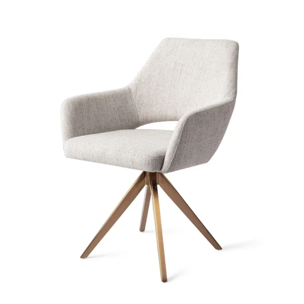 Set 2 scaune rotative dining din tesatura gri deschis/roze Yanai - imagine 3