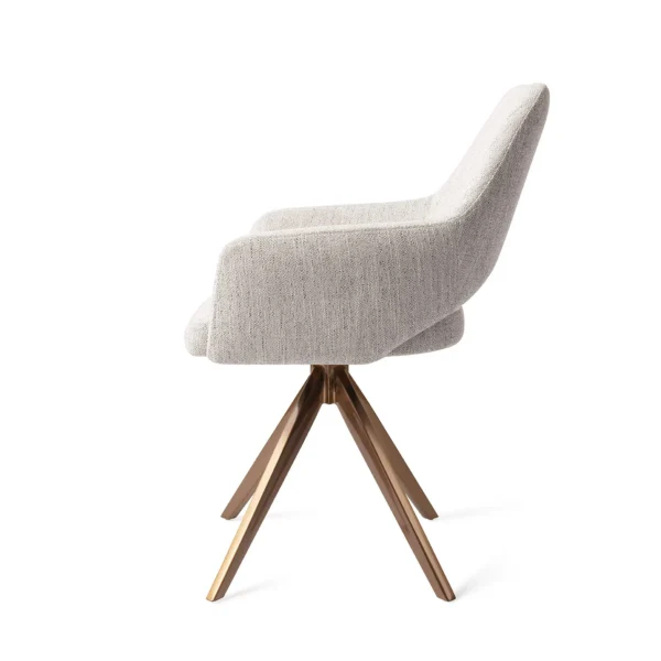Set 2 scaune rotative dining din tesatura gri deschis/roze Yanai - imagine 5