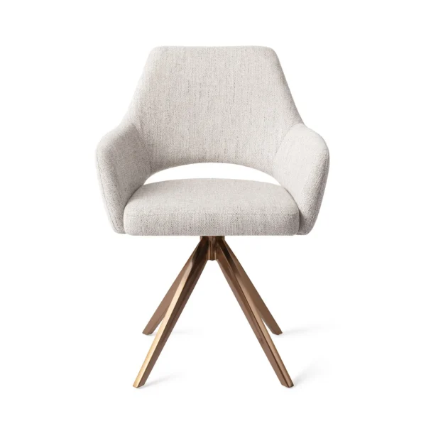 Set 2 scaune rotative dining din tesatura gri deschis/roze Yanai