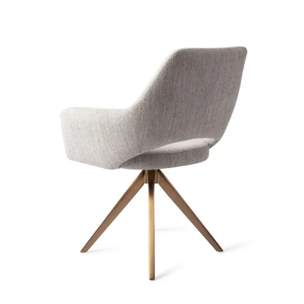 Set 2 scaune rotative dining din tesatura gri deschis/roze Yanai - imagine 4