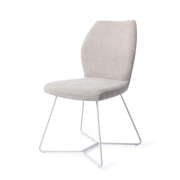 Set 2 scaune dining din tesatura gri deschis/alb Ikata - imagine 2