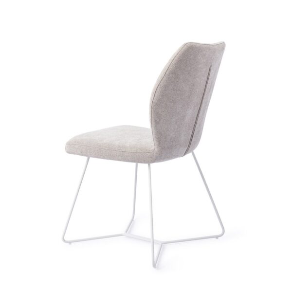 Set 2 scaune dining din tesatura gri deschis/alb Ikata - imagine 4
