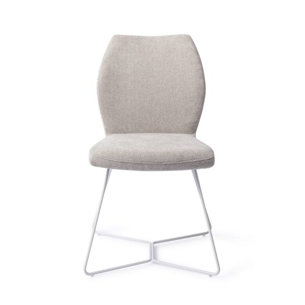 Set 2 scaune dining din tesatura gri deschis/alb Ikata