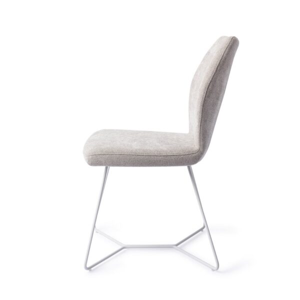 Set 2 scaune dining din tesatura gri deschis/alb Ikata - imagine 3