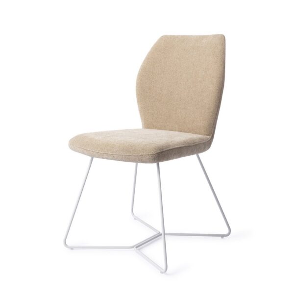 Set 2 scaune dining din tesatura bej/alb Ikata - imagine 2
