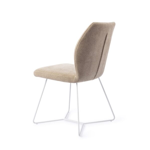 Set 2 scaune dining din tesatura bej/alb Ikata - imagine 3